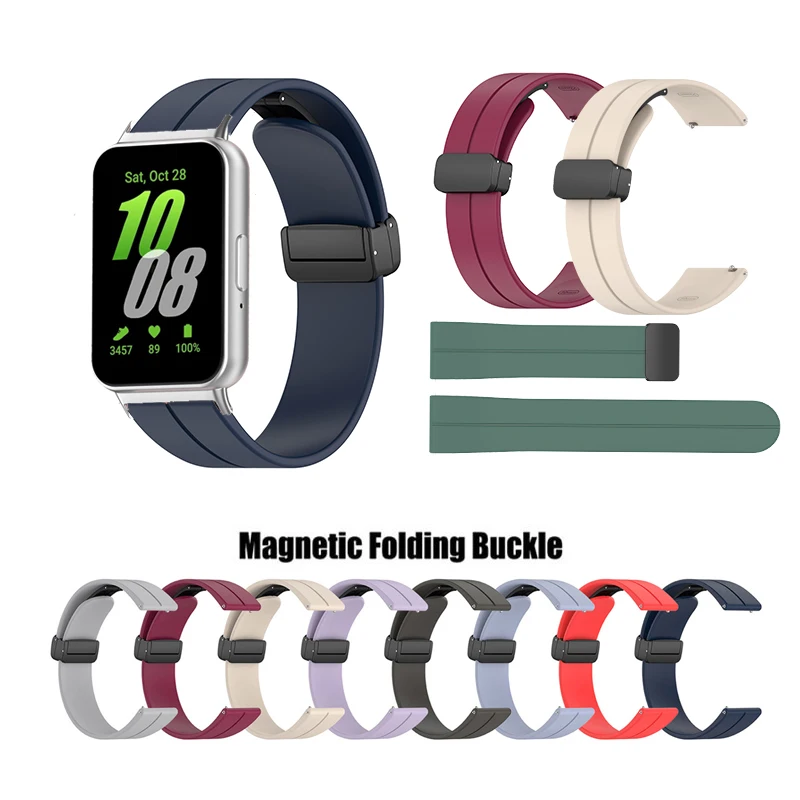 Per Samsung Galaxy Fit3 cinturino con fibbia magnetica + braccialetto di ricambio con cinturino in silicone con connettore