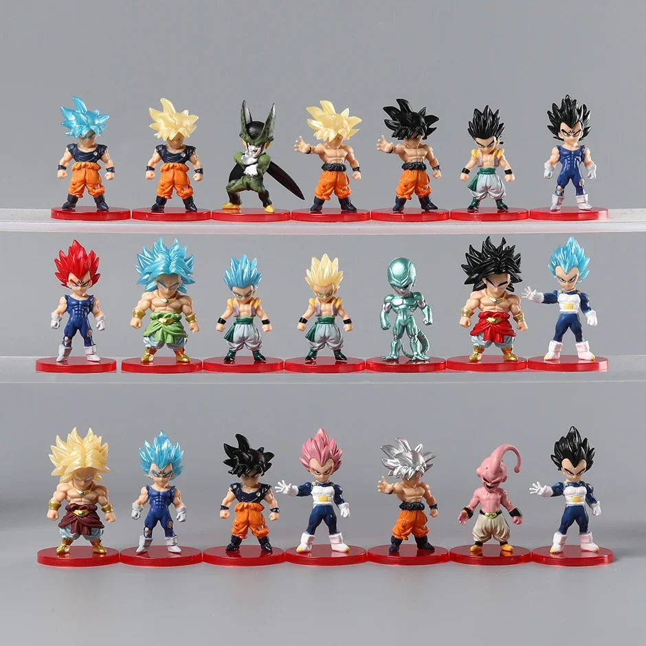 Dragon Ball Z SS Blue Son Goku Vetega Gotenks Majin Buu Broly Freeza Cell Figure Models Desktop Ornaments Toys Gift Set of 21 16