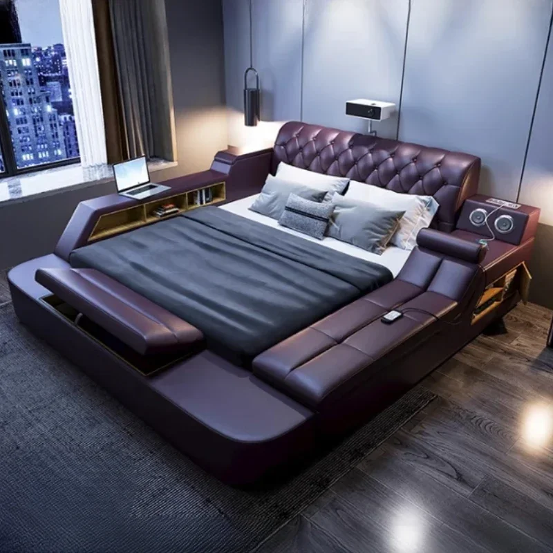 

Массажное кресло-кровать, современная многофункциональная кровать-проектор, уникальная роскошная двуспальная кровать размера «king-size» с местом для хранения, мебель для спальни, кровать для двоих.