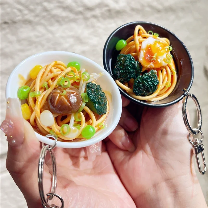 Handmade Japanese Ramen Key Chain Creative Fashion Simulation Food Noodles Toy Model Car Mobile Phone Bag Pendant Gift Llaveros