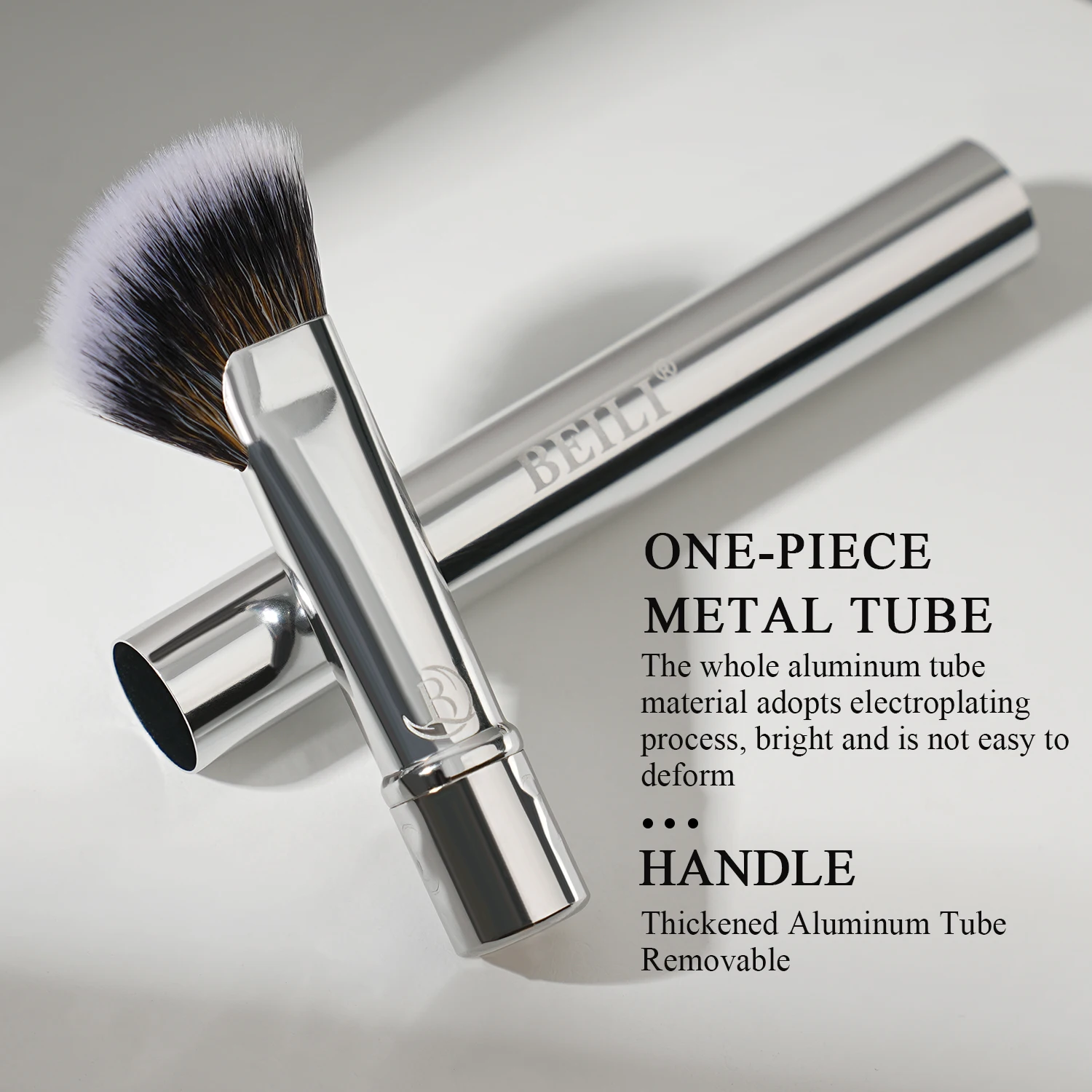BEILI แบบพกพาชุดแปรงแต่งหน้าสําหรับ Professional Mini Mirror Dual 8 ชิ้นอายแชโดว์ Contour มุมแปรง Travel เครื่องสําอางค์เครื่องมือ