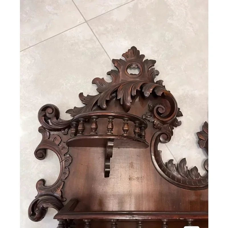 French retro solid wood wall hanging cabinet living room sofa background wall antique decorative frame wall hanging goods