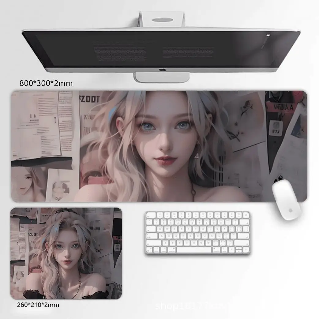 Light & Shadow Girl Anime Mouse Pad Set, Rubber Non-slip Gaming & Office Desk Mat, Universal for Men & Women