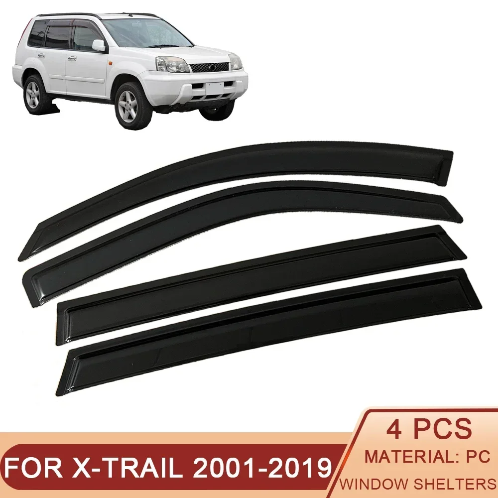 

For Nissan X-Trail T32 T31 T30 2001-2019 Side Window Wind Deflectors Visors Black Rain Guard Door Visor Vent Shades Ventvisor