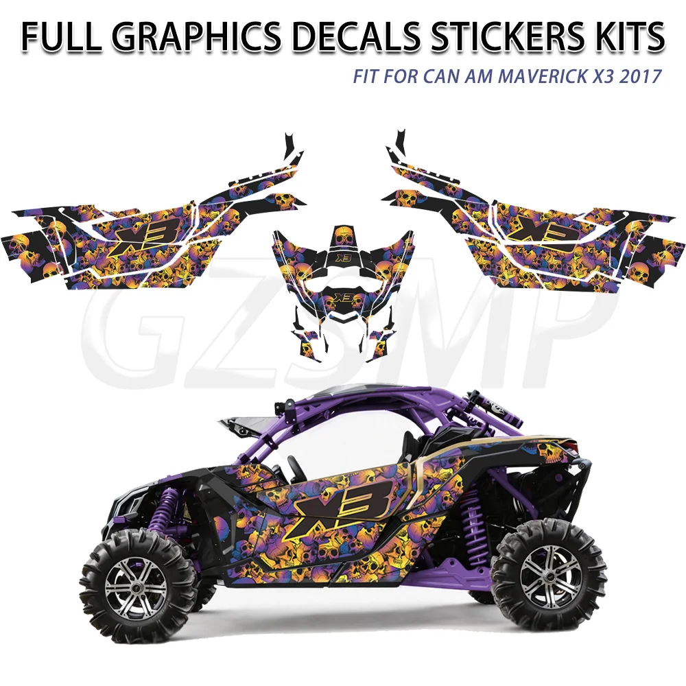 UTV Graphics Decoration Decals Kits Fit For CAN AM MAVERICK X3 2017 2018 2019+ Full Set Body Fairing Protector Stickers Custom