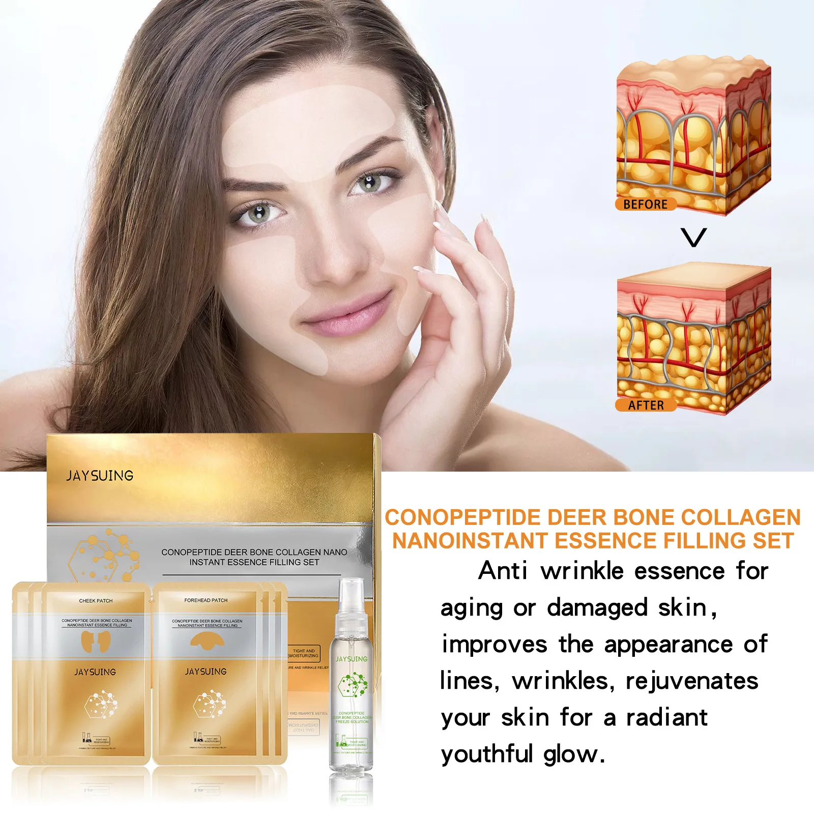 Hot Sale Jaysuing Conotide Deer Collagen Essence Set anti-aging, fade fine lines, moisturize and firm facial skin