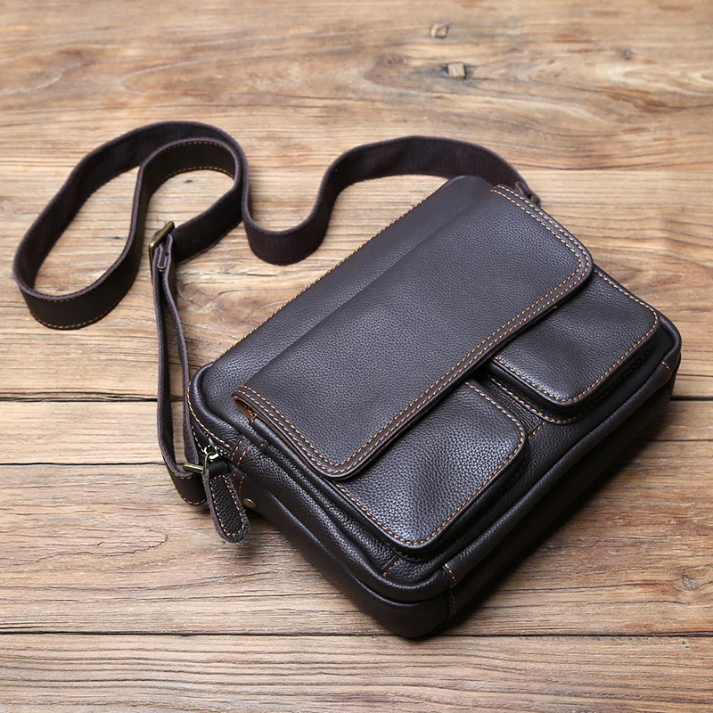 Retro Handgemachte Leder herren Schulter Tasche Erste Schicht Rindsleder Umhängetasche Umhängetasche Lässig Trend Männer Tasche 8 Zoll Ipad tasche NZPJ – Detail 8