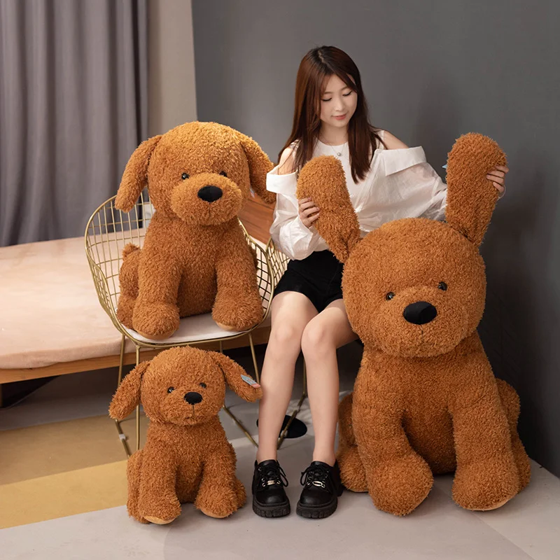 

48/66cm Kawaii Brown Teddy Dog Plush Toy Soft Stuffed Animal Lifelike Puppy Baby Appease Doll Home Deco for Kids Girls Xmas Gift