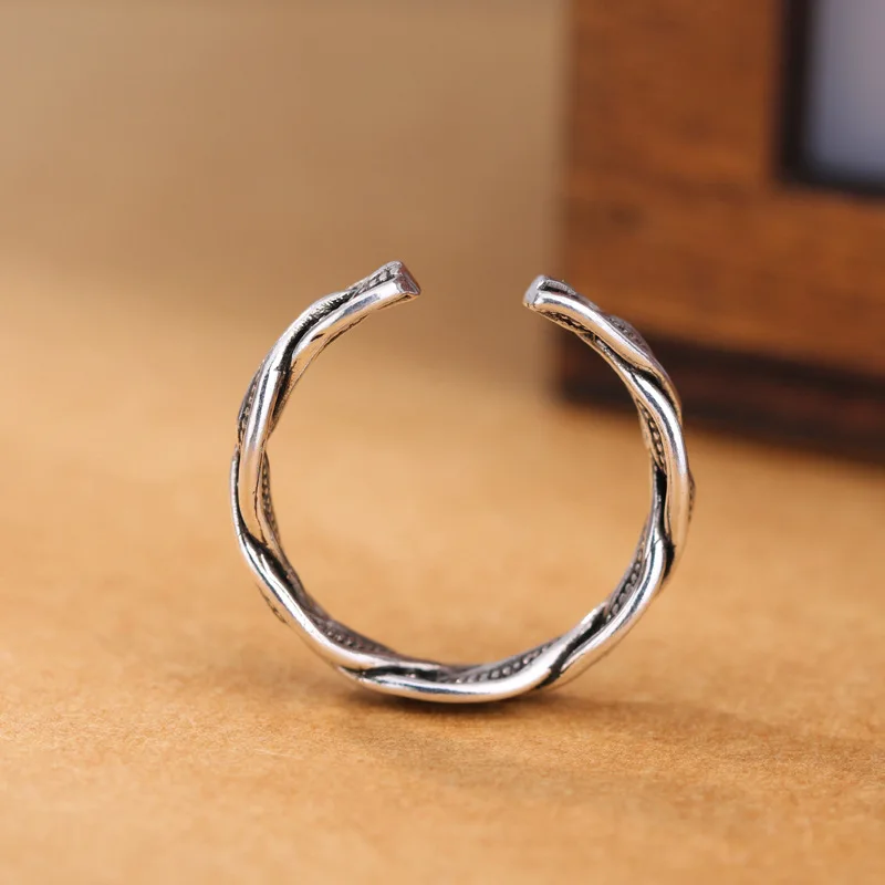 Women's 925 Sterling Silver Weave Adjustable Ring