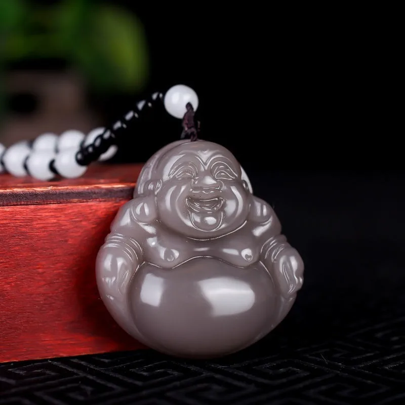 

New Natural Smoke Purple Buddha Male Pendant, Classic Fashion Ethnic Style Pendant