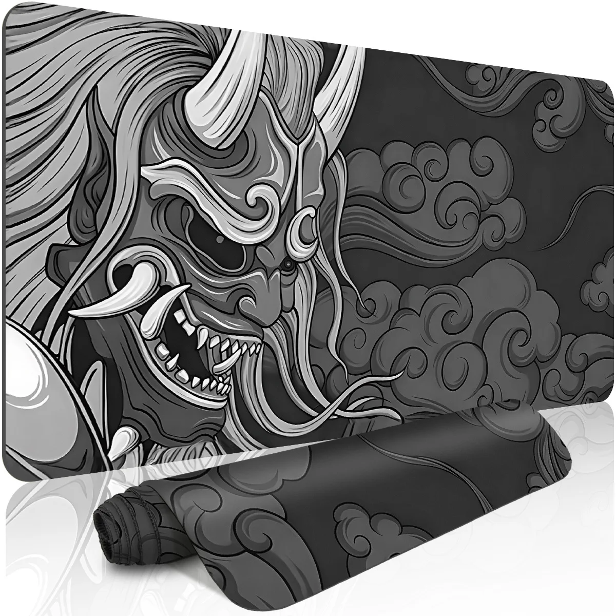 Oni Mask Demon Gaming Mouse Pad XL Large Non-slip Rubber Surface Desk Mat for Office Home