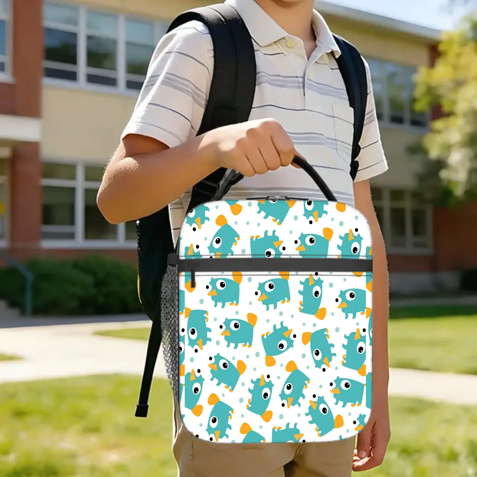 Perry The Platypus Insulated Lunch Bag High Capacity Cute Duck Reusable Cooler Bag Tote Lunch Box Beach  Picnic Bento Pouch