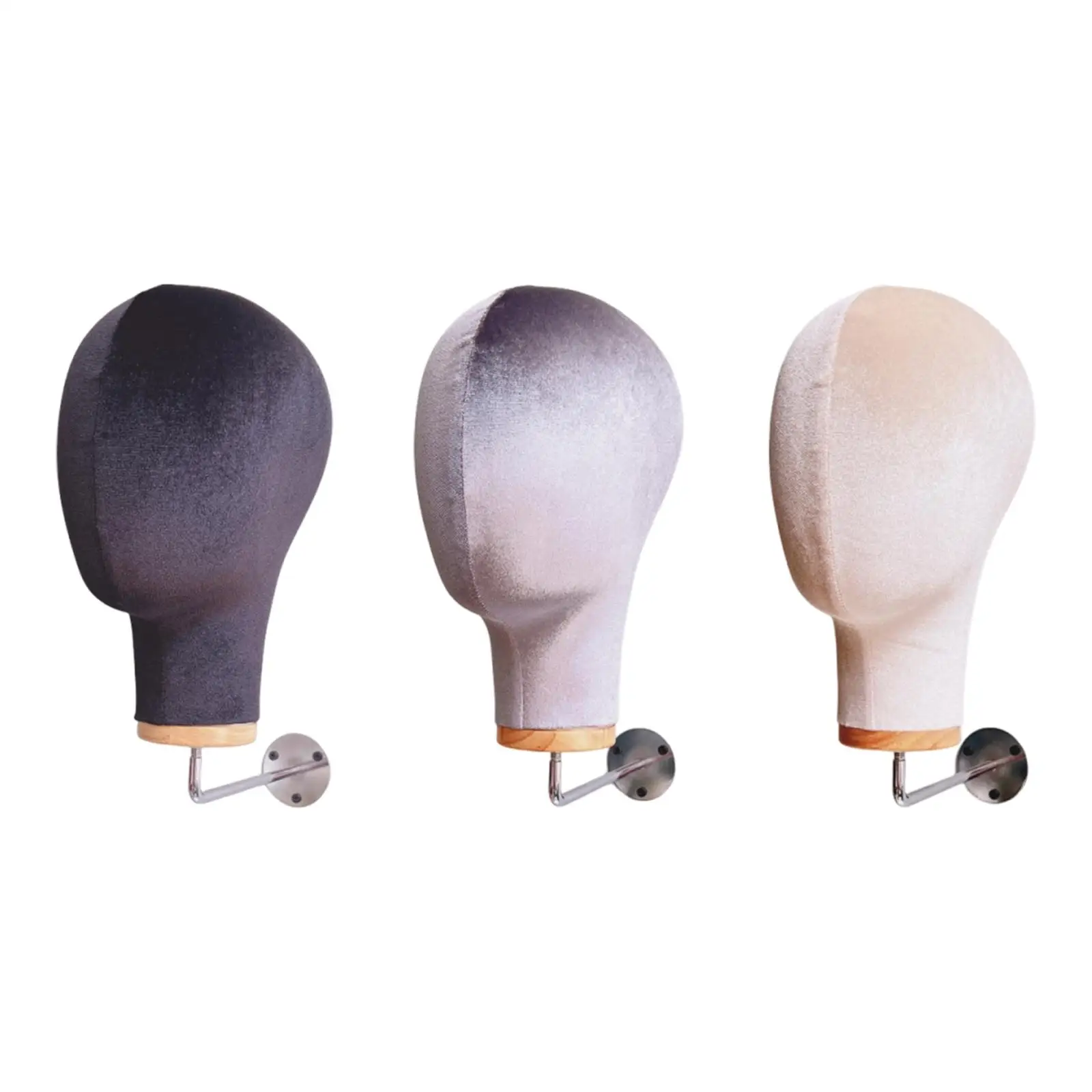 

Wall Mount Mannequin Head Model Hat Storage Rack Multipurpose Height 28cm Velvet Cloth for Shopping Mall Simple Assembly