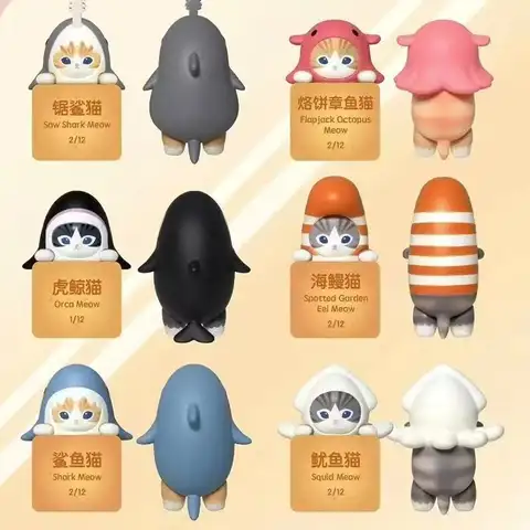 Anime mofusand Blind Box Fushan Cat Shark Cat SeriesStitch PVC Ornaments Dolls Children Gift Random New Hot Holiday Gifts