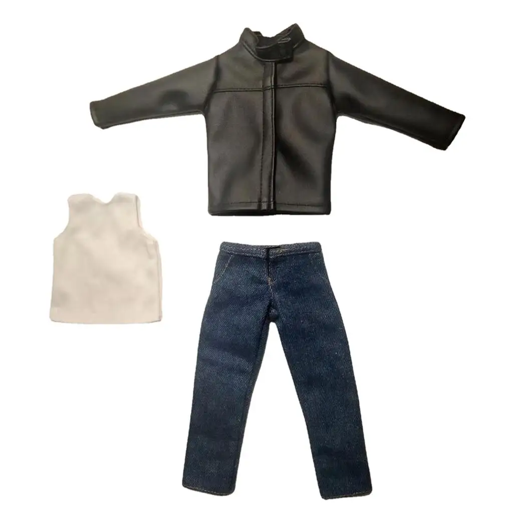 Veste en cuir décontractée pour figurines d'action, vêtements en jean trempés, 1:6, 12 po