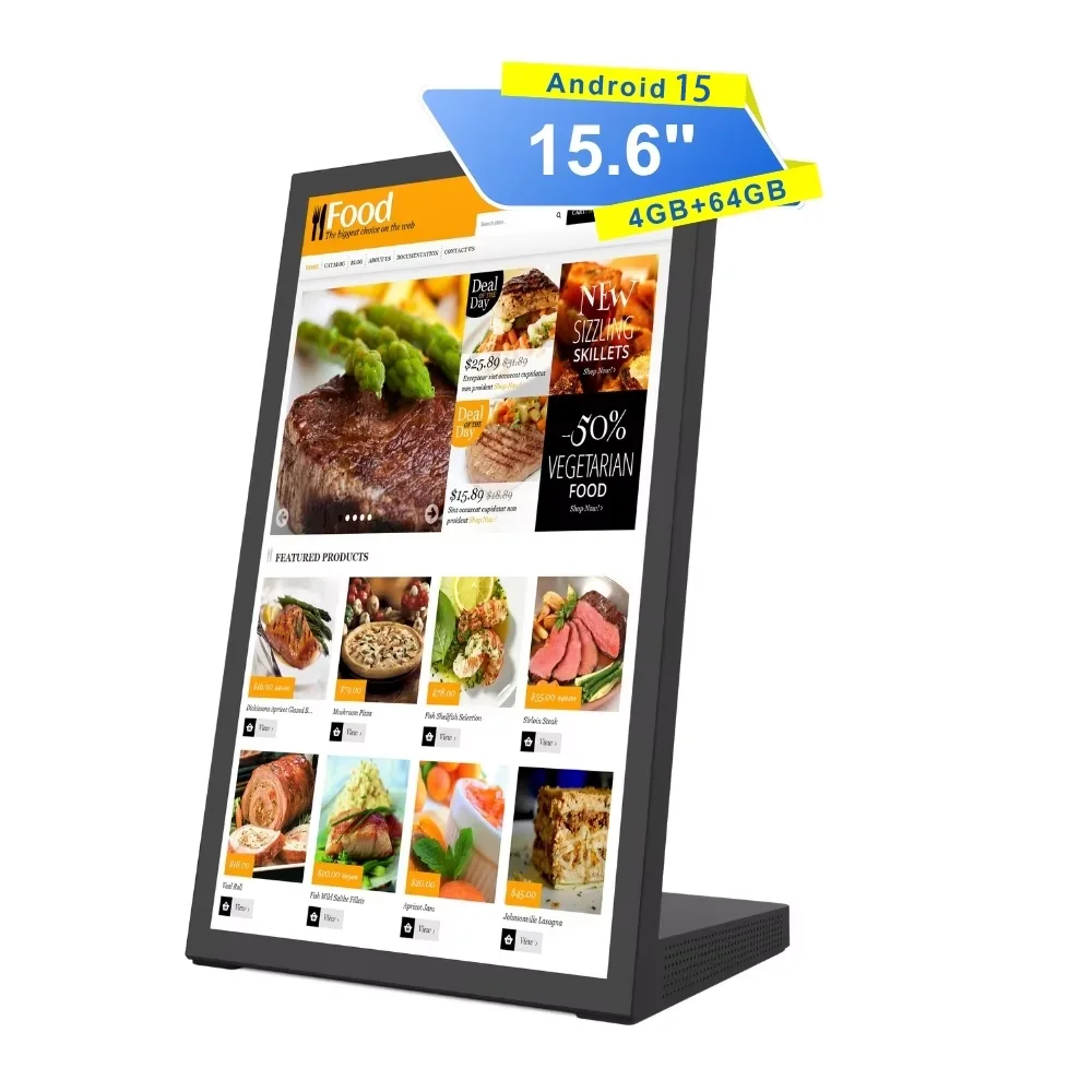 15.6 Inch L-Shape Android Tablet Vertical Screen 8-Core CPU Order Management  Advertising Display Self-service Kiosk
