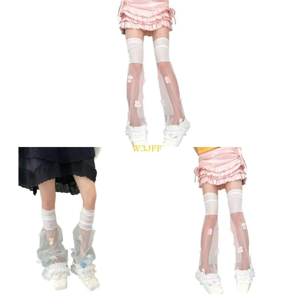 

W3JF Sweet Transparent Wide Leg Leg Warmer For Kids Breathable Nylon Comfortable Wear Easy Wear Design