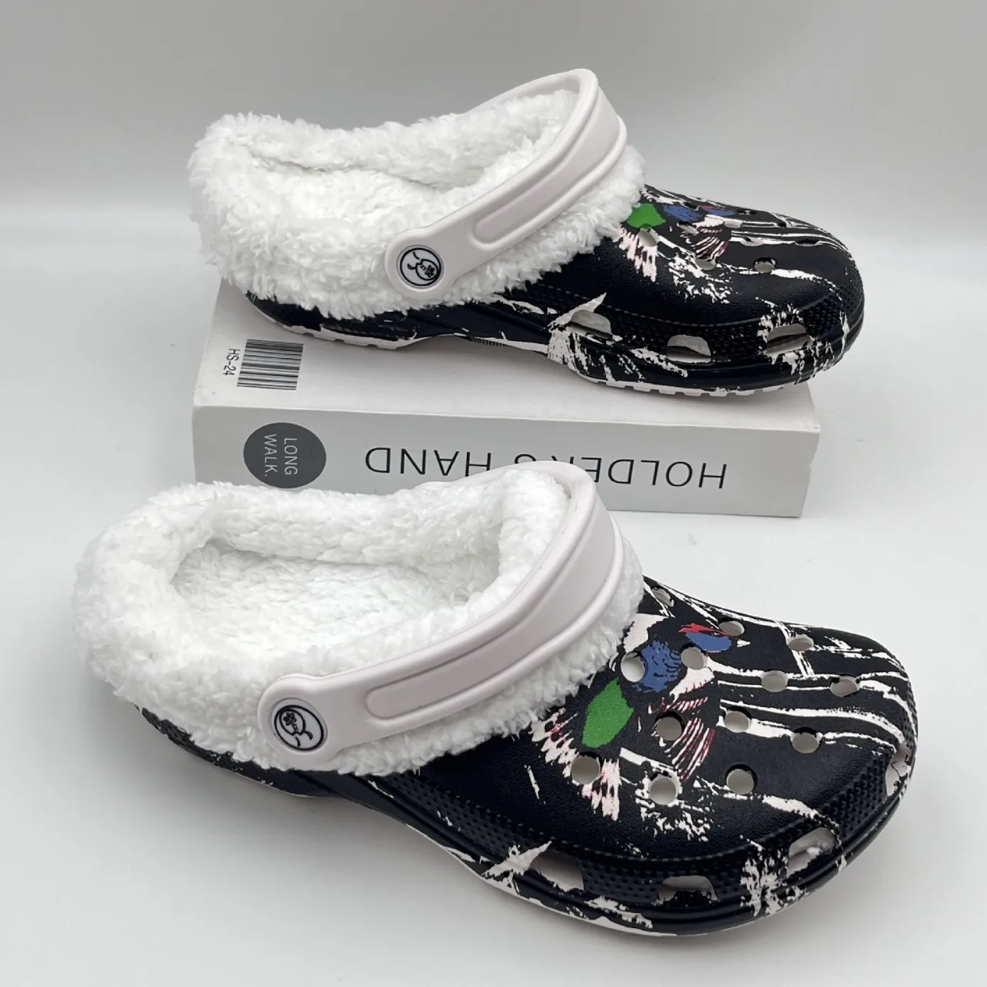 winter velvet new star hole shoes flat men wear comfortable stepping on shit feeling non-slip soft bottom bag head slipperswomen view 5