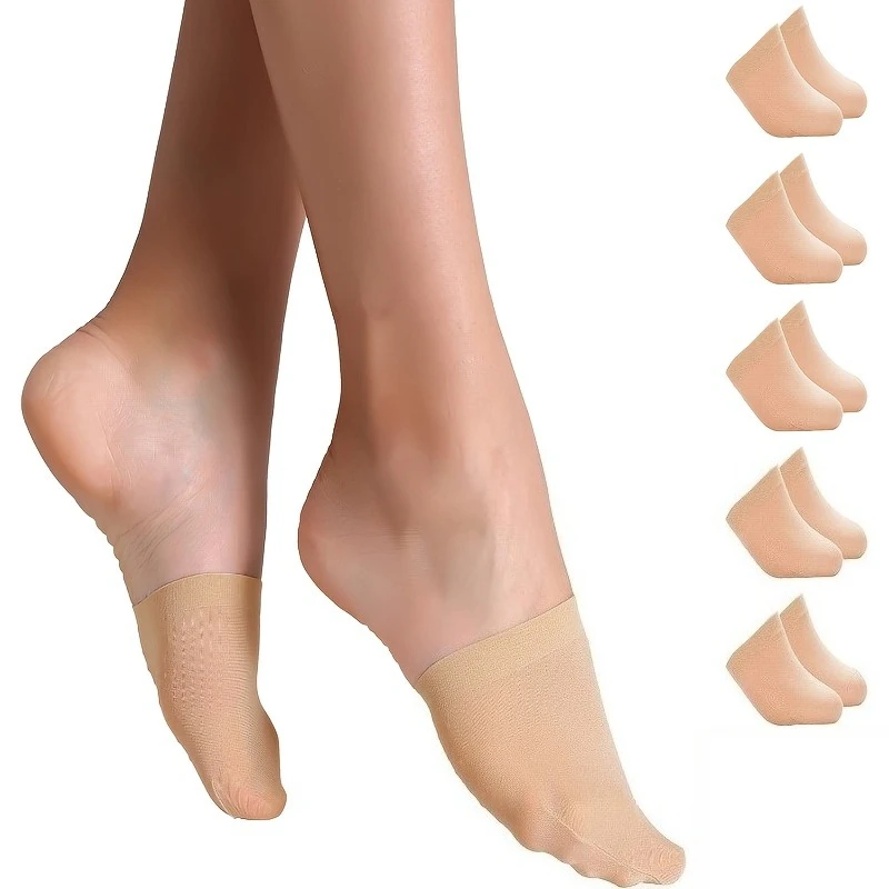 5/8Pairs Invisible Open Heel No Show Socks, Anti-Slip Barefoot Foot Liners, Thin Hidden Socks for High Heels,Pumps & Daily Dress