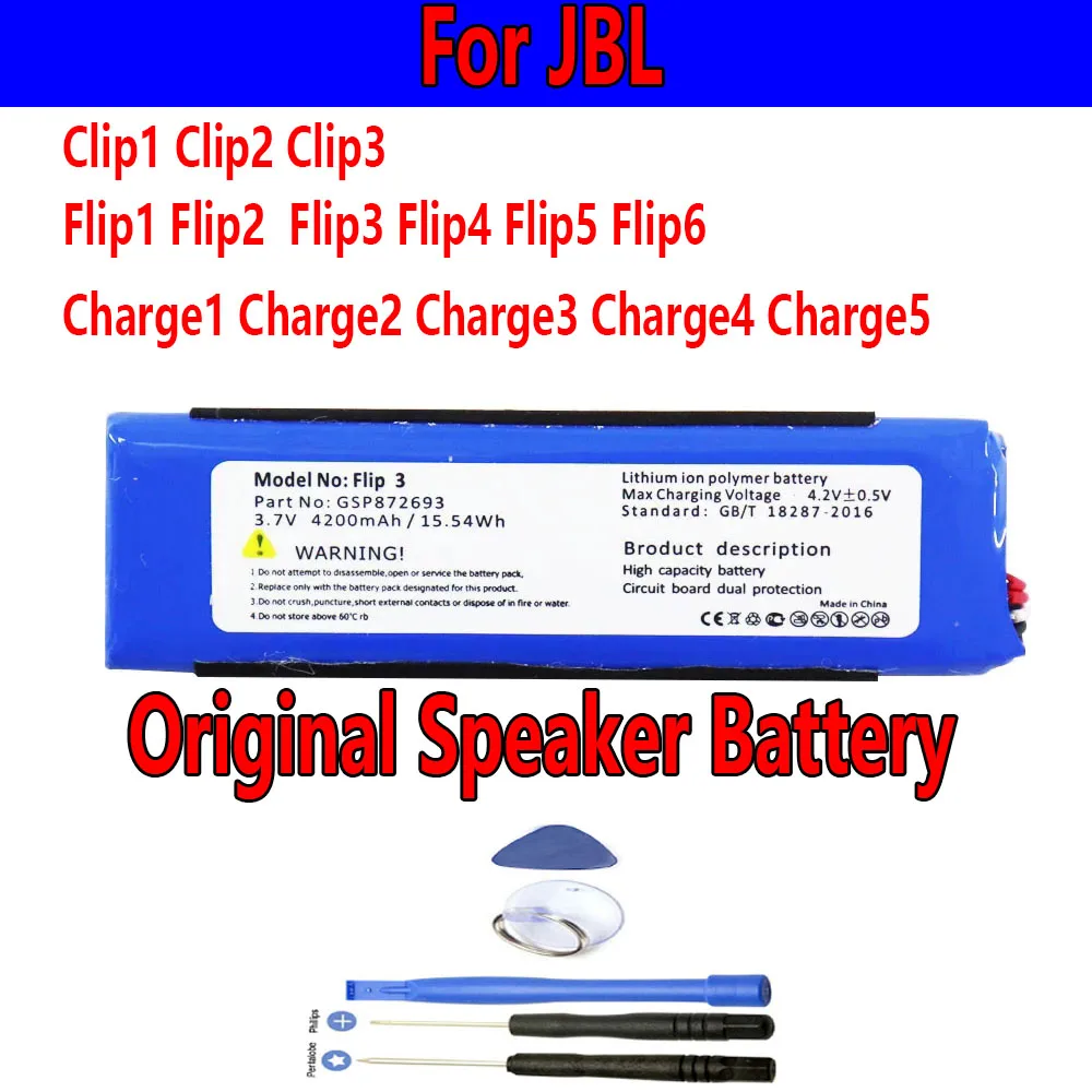 Original Speaker Battery For JBL Link 10 20 G03 Clip Charge 1,2,3,4,Flip Pulse Xtreme 1 2 3 4 5 6 Bateria  Boombox +free tools