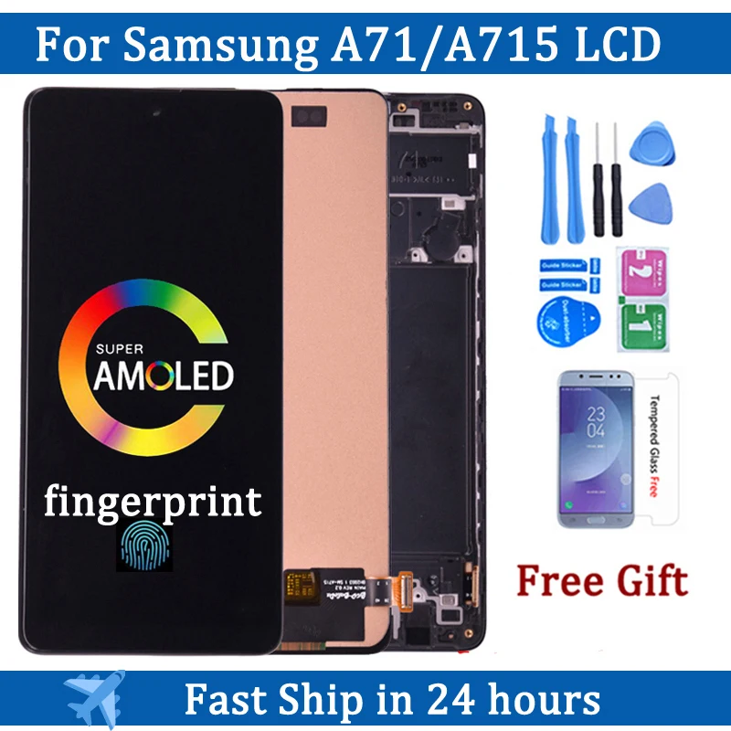 

OLED Display For Samsung A71 LCD Touch Screen Digitizer Assembly With Frame A715 A715F A715W A715X LCD Screen