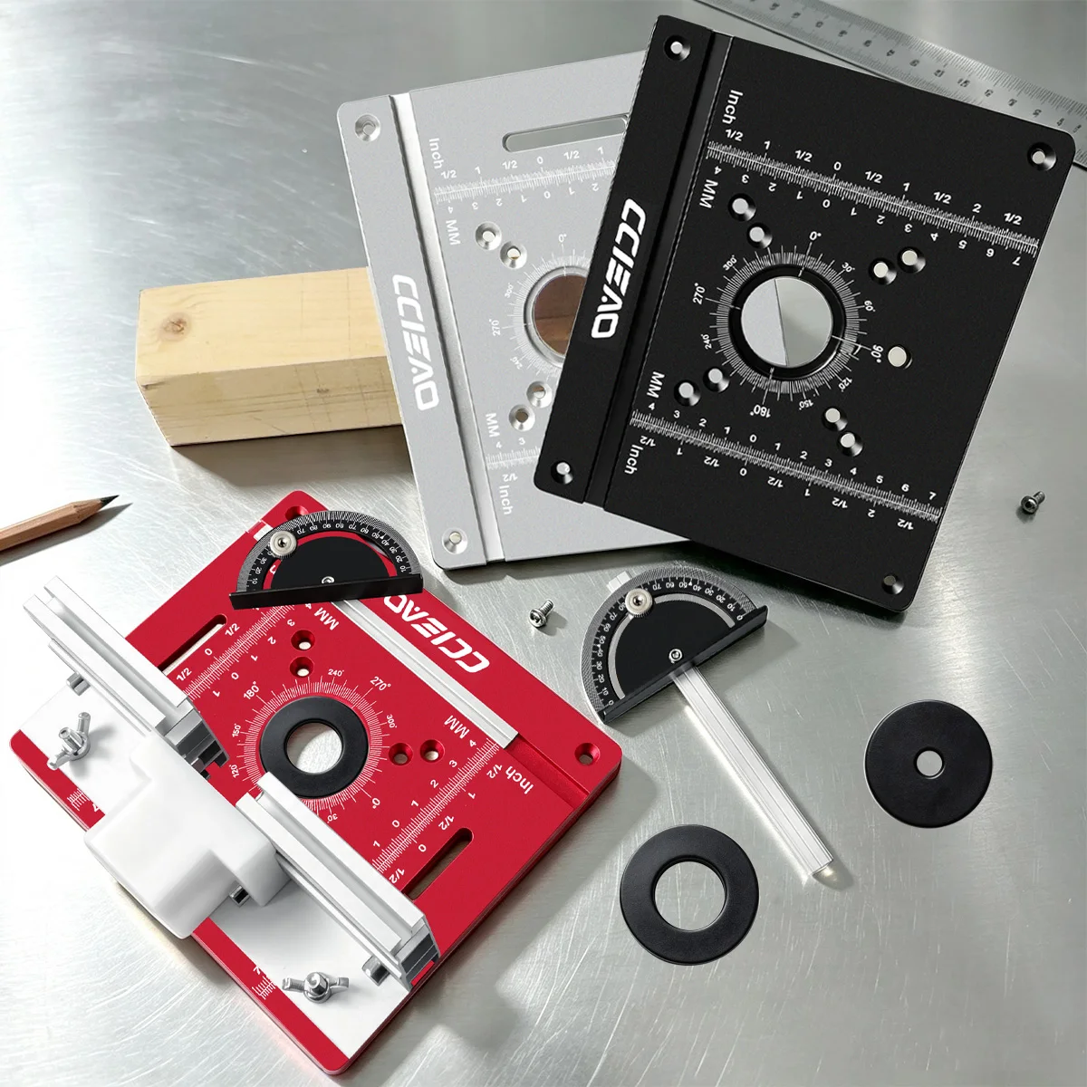 Universal Aluminum Alloy Router Table Insert Plate, Flip Mounting Plate with Fence for Woodworking Router DIY Carpentry