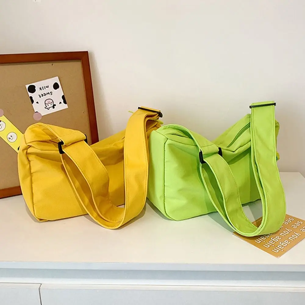 Bolso de mensajero de gran capacidad para niñas, bolsa de hombro de lona Simple, Color sólido