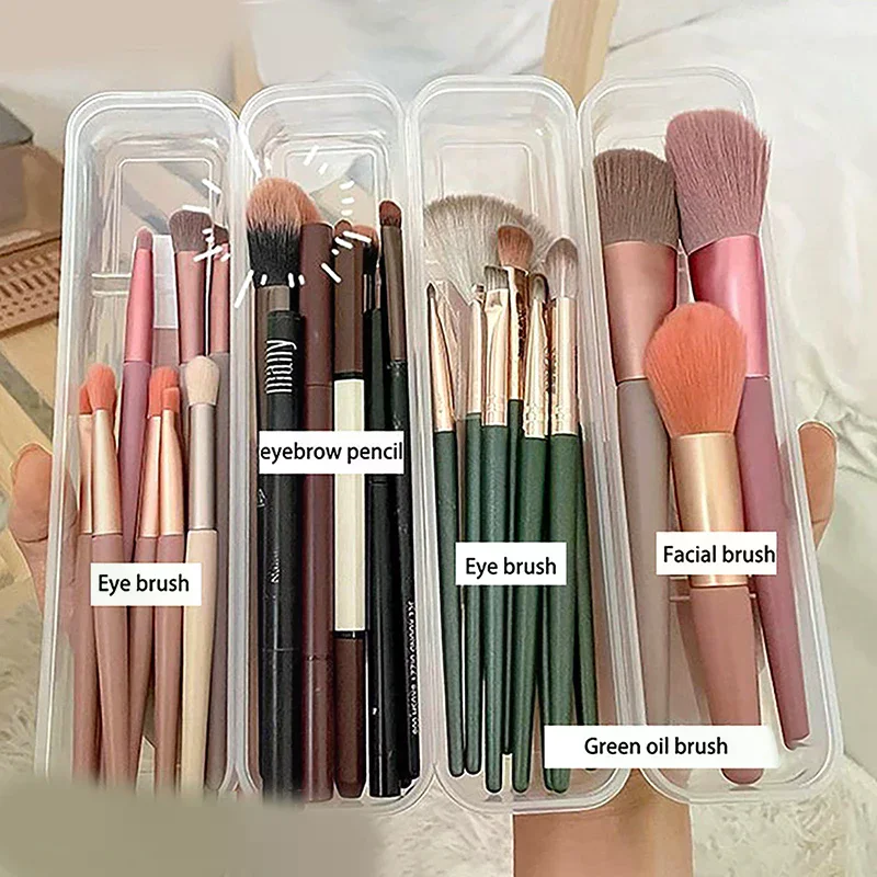1pc Makeup Brush Organizer Transparent With Cover Eyebrow Pencil Boxes Portable Women Cosmetic Storage Organizer Makeup Tools