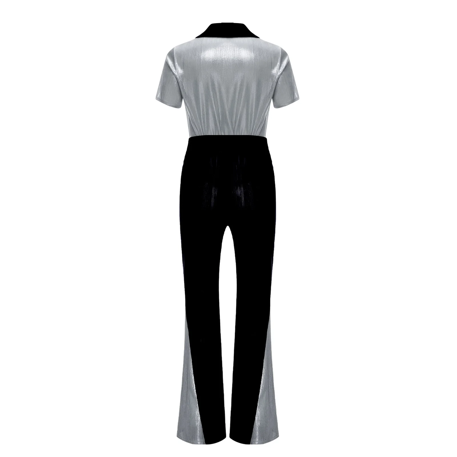 الأولاد 70s ديسكو زي حفلة لمعان قصيرة الأكمام أزرار قميص علوي مع السراويل مضيئة الأطفال هالوين كرنفال الجاز الرقص الزي