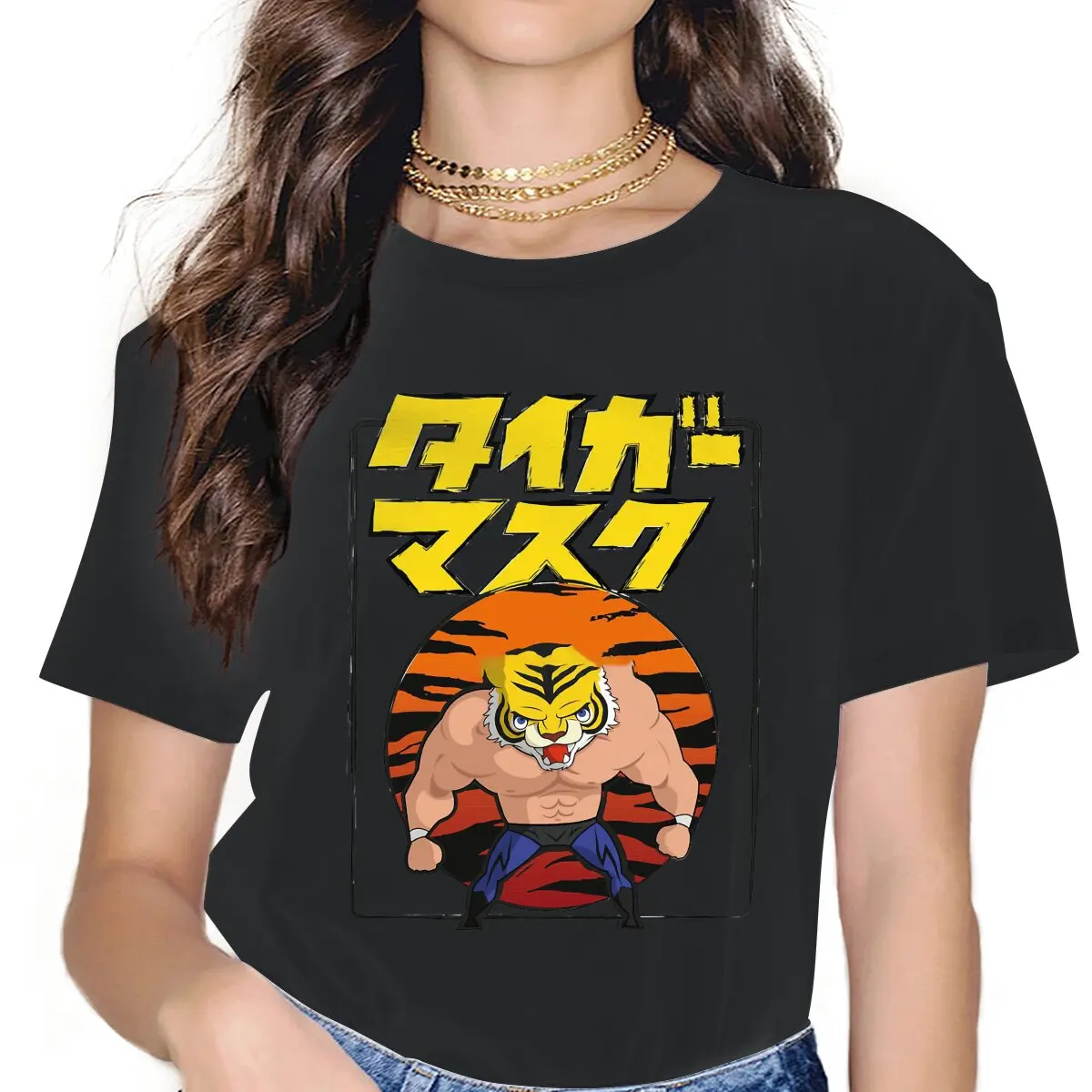 Fashion Women Tshirts Tiger Mask Japanese Manga Naoto Date Sports Wrestling Grunge Female Clothing Large Cotton Graphic Tops