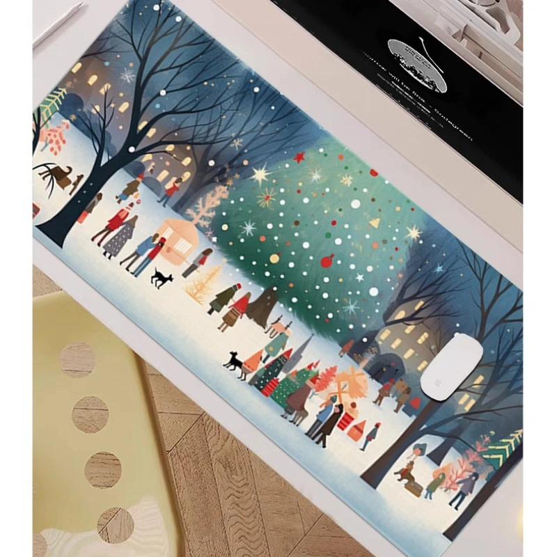 Extra Large Christmas Mouse Pad Multi-functional Waterproof Smooth Thickened Festive Lock Edge 90X40CM Custom PatternDesign