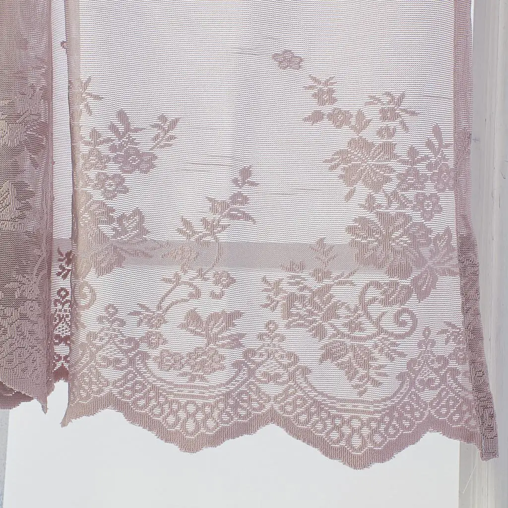 Cafe Half Curtains Semi Transparent Lace Embroidered Short Shade Valance Curtain Window Treatment for Bedroom Studio