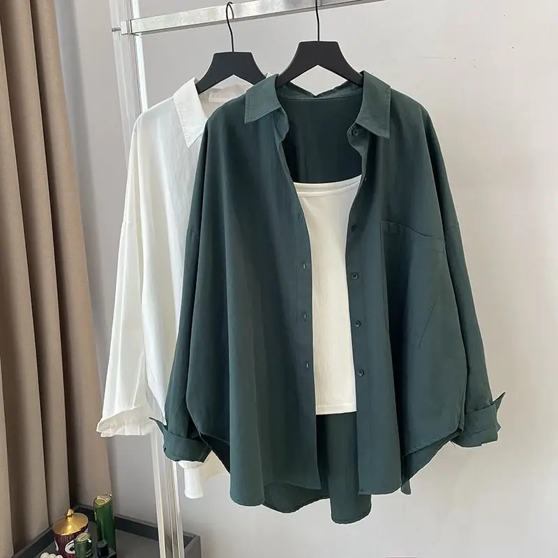 

Осенний большой размер 300 Pou, белый, длинный све, мужской повседневный, свободный, в стиле ретро, для пары, модный бренд, дышащий, на пуговицах