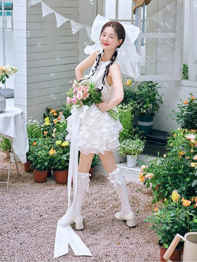 

Дизайнерский комплект для фотосессии на день рождения: жилет и юбка-торт из полиэстера с свободным кроем