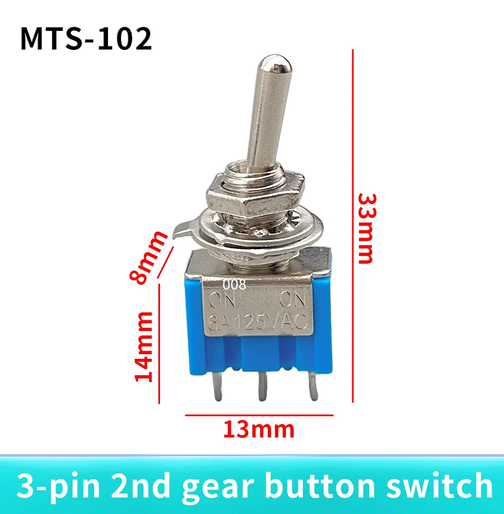 5 Pcs MTS-102 AC AUF-AUF SPDT 2 Position Rast Kippschalter 6A 125V S Förderung!