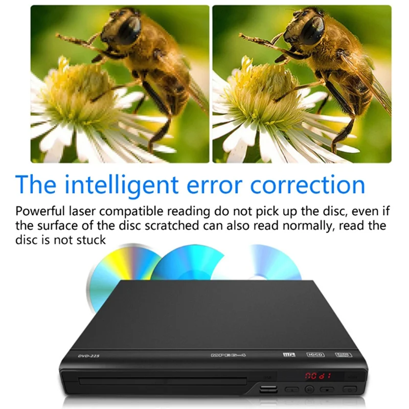 Odtwarzacz DVD FEDI-1080P do telewizora, stacjonarny, z wyjściem AV, USB, najwyższej jakości odtwarzacz dysków, wytrzymały, 2200W, wtyczka EU.