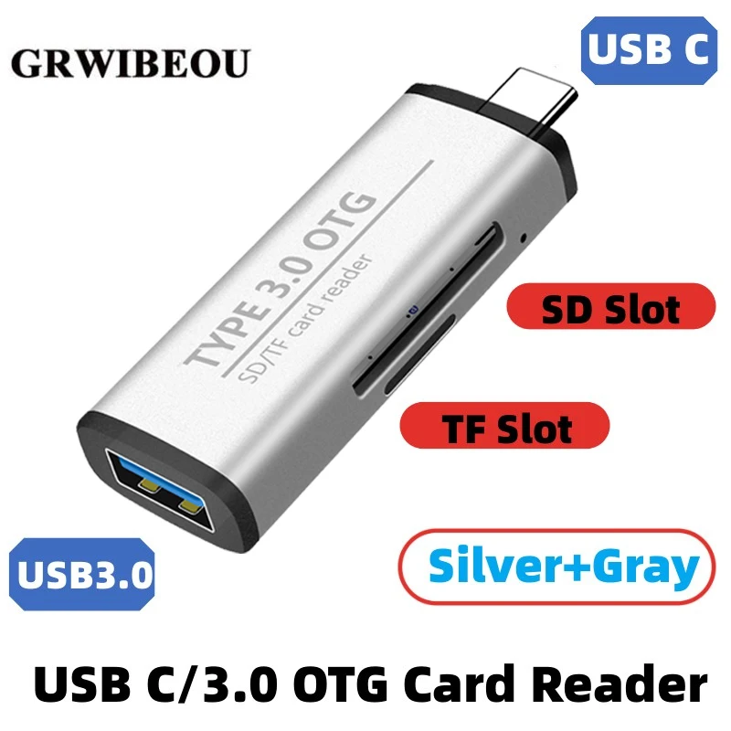 GRWIBEOU TYPE-C To SD Micro SD/TF Adapter USB 3.0 Card Reader Laptop Accessory OTG Card Reader Smart Memory SD Card Reader