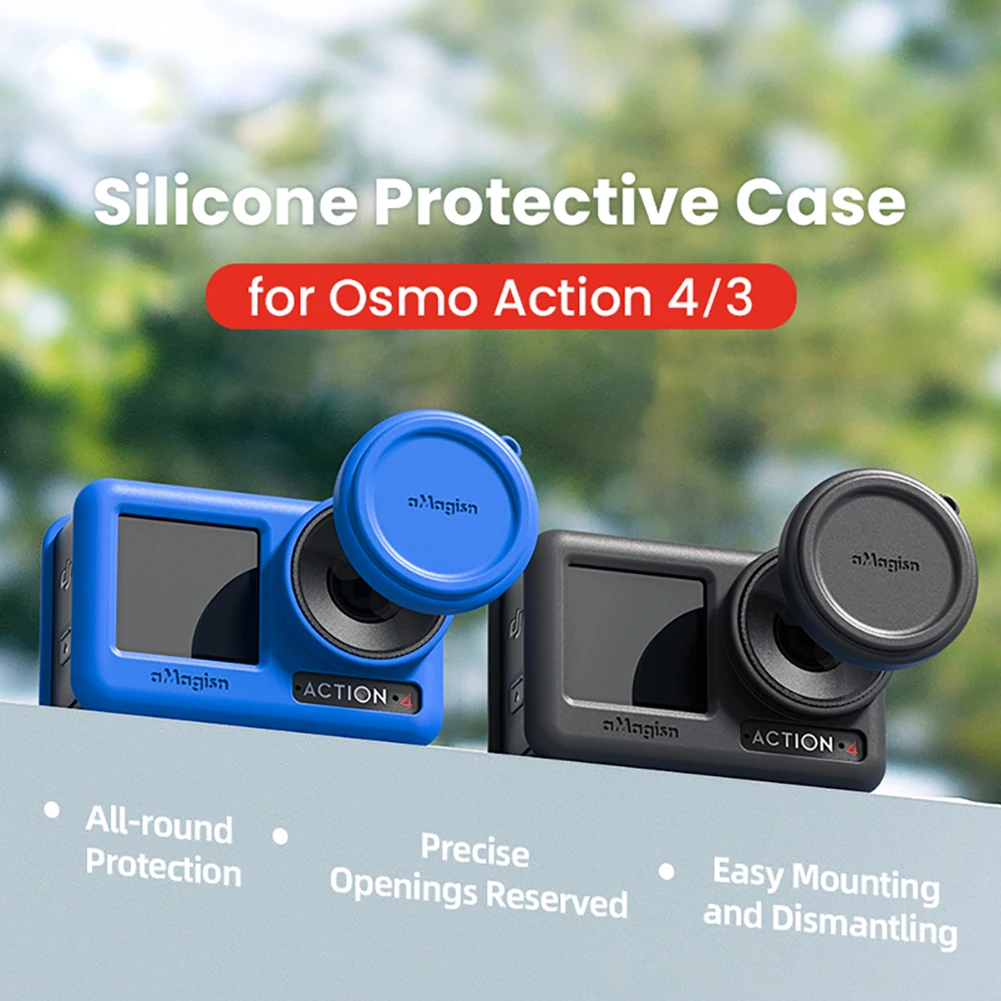 Silicone Sleeve Case Sports Action Camera Accessory Protective Box Cover With Lens Cap Compatible For DJI Osmo Action 4 3
