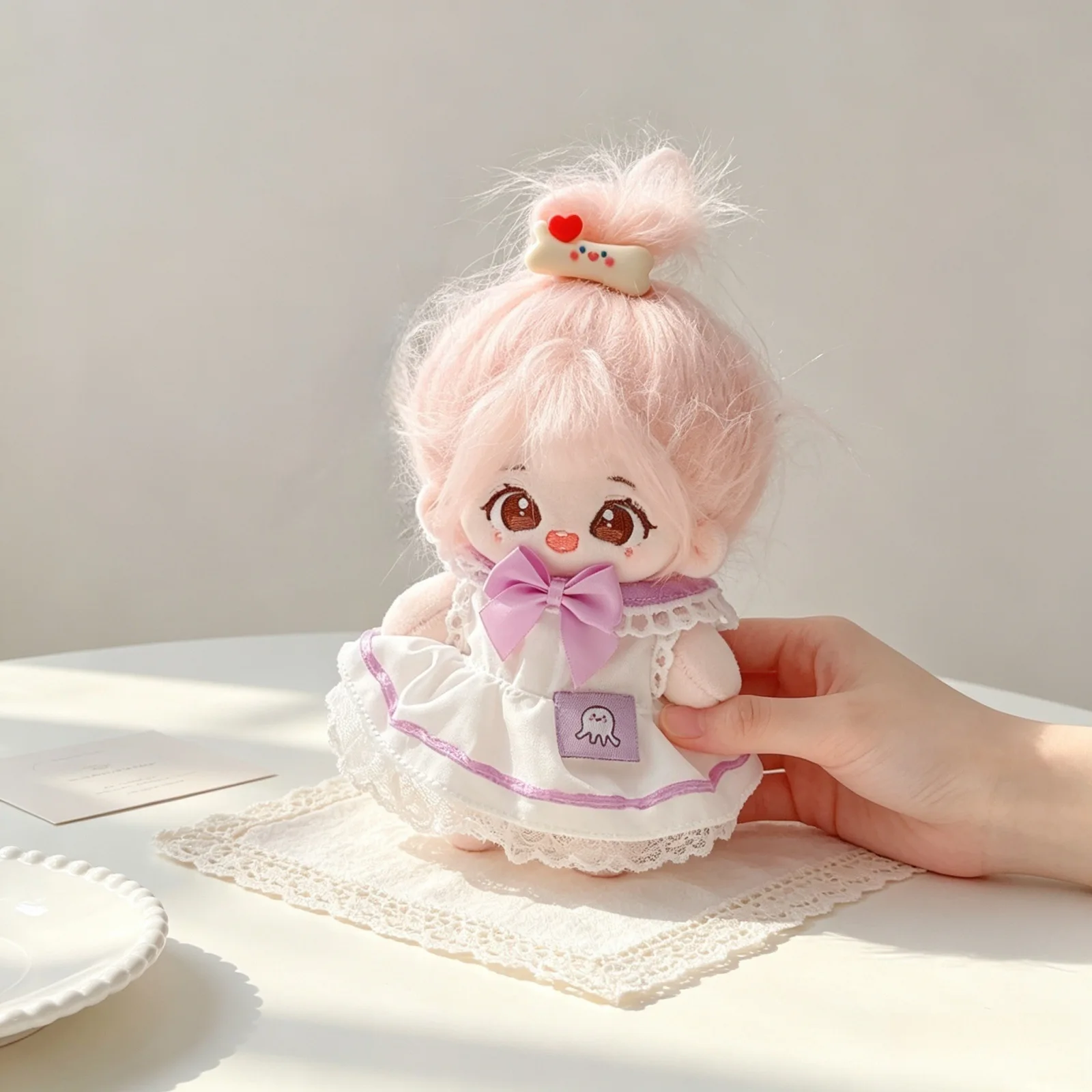 10cm Mini Idol Doll Clothes Kawaii Pink Blue Purple Dress 2Pcs Set DIY Dress Up Plush Doll Accessories for Girls Fans Gifts