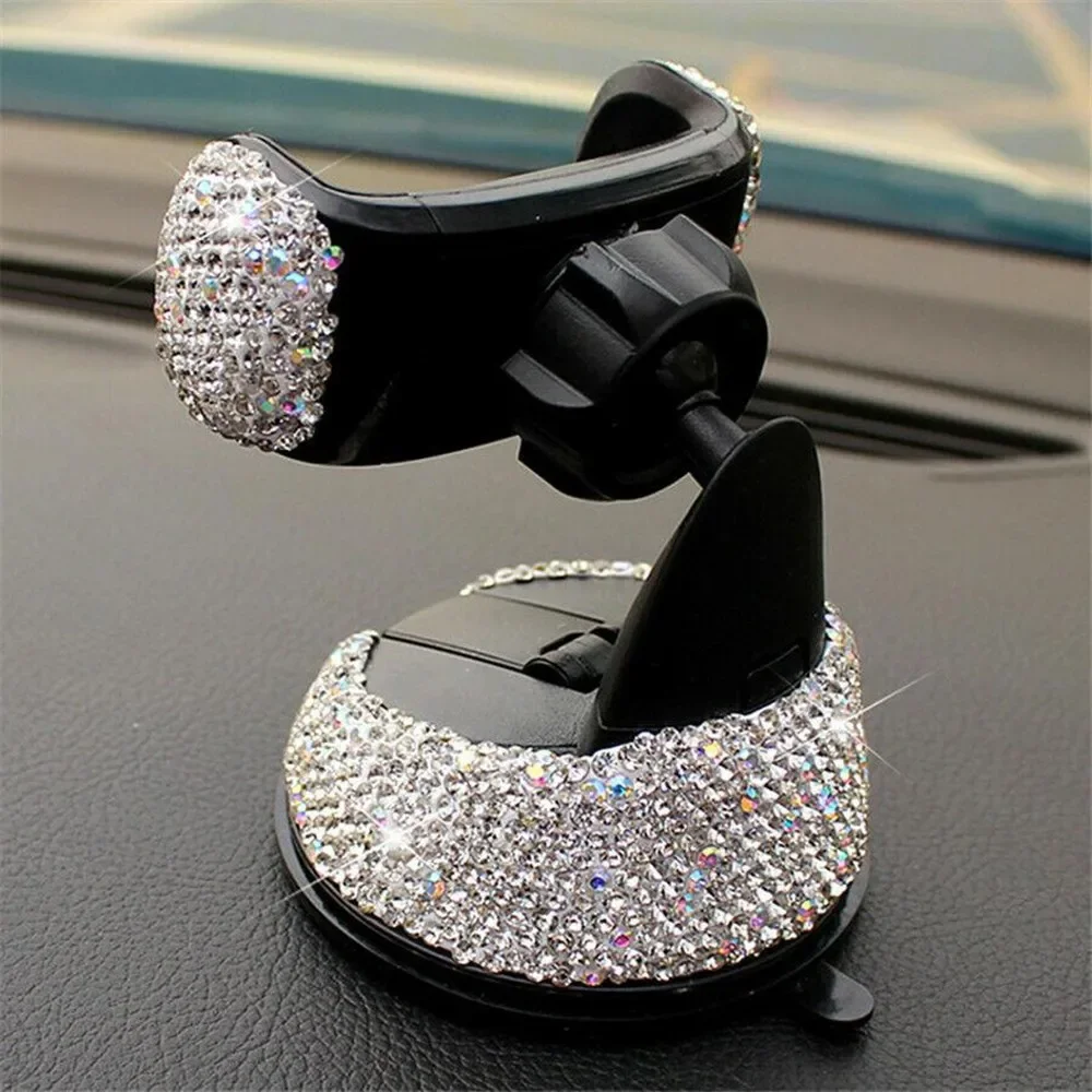 

1Pc Car Phone Holder Dashboard Stand Bling Girls Interior Accessories Auto Rearview Mirror Seat Hanging Clip Bracket