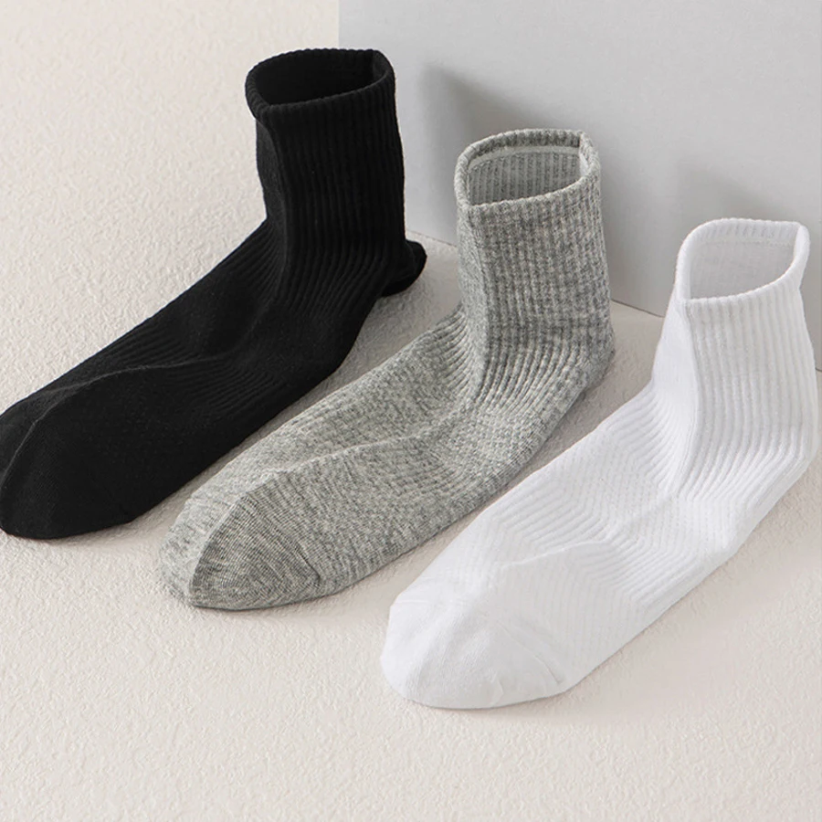 

3 pairs of aromatherapy deodorant socks Unisex solid color short socks deodorant socks Summer mesh couple cotton mid-tube socks