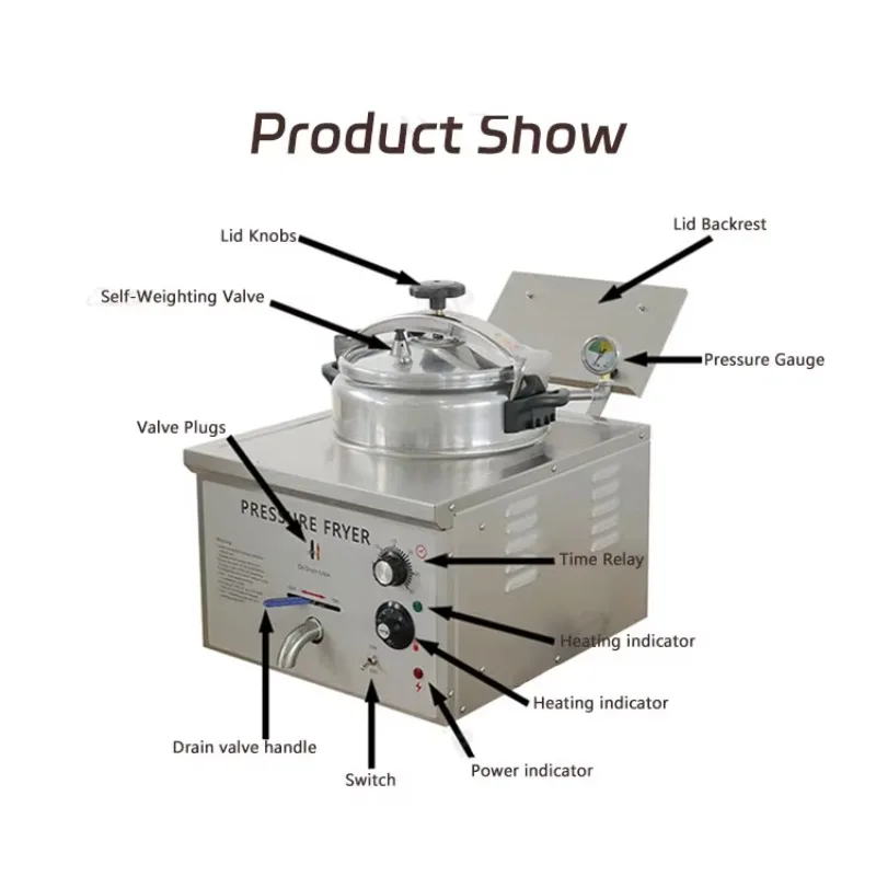 Balcão elétrico mesa óleo frito máquina comercial frango fritadeira pressão profunda