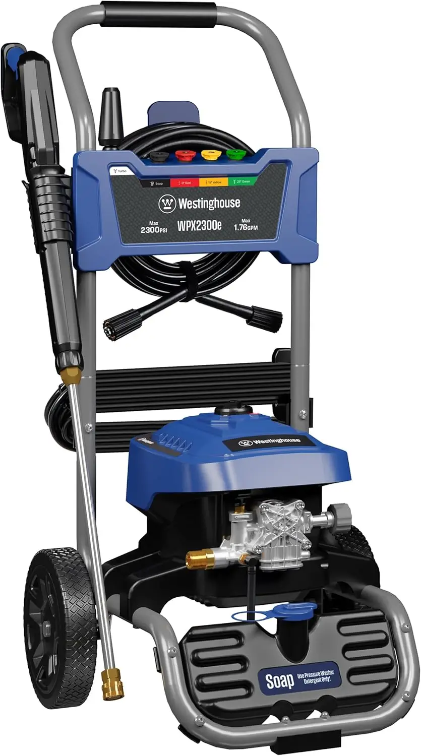 Electric Pressure Washer, 2300 Max PSI and 1.76 Max GPM, Induction Motor, Onboard Soap Tank, Spray Gun