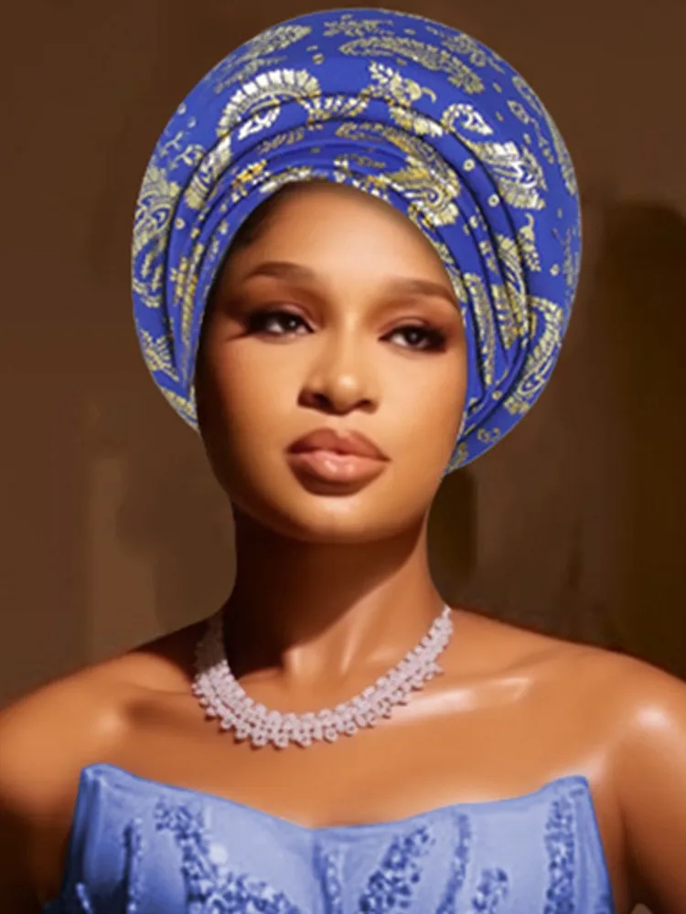 

Готовый африканский головной убор Auto Gele, женский тюрбан, нигерийская свадебная гелевая мусульманская повязка на голову, капот, Turbante Mujer, новинка 2026 г.