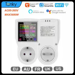 TUYA WIFI Smart Socket Digital Wattmeter 220V AC Power Meter Electricity Consumption EU Plug Power Kilowatt Wattage Energy Meter