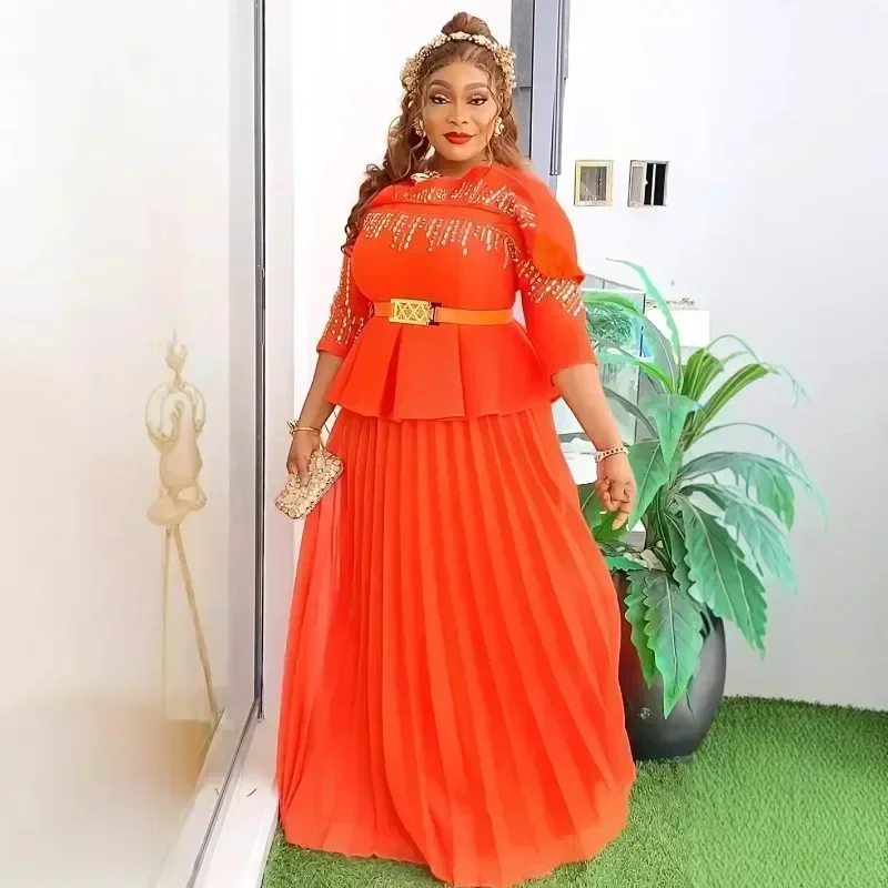 2025 Africa Clothing Plus Size Elegant African Dresses for Women Christmas Wedding Party Long Dress Dashiki Ankara Outfits Robe