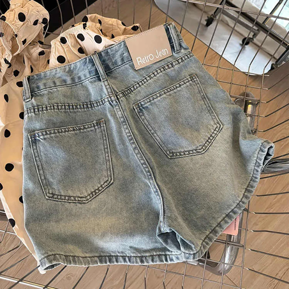 Summer Half Length Short Skirt Pants for Women 2025 New Fashion High Waist A-line Lace-up Denim Shorts Female Casual Hot Pants