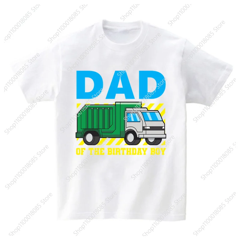 Family Matching Garbage Truck Birthday Number T Shirts Boy Party T-Shirt Kids Car Tops Clothes Print Child Short Sleeve Tee