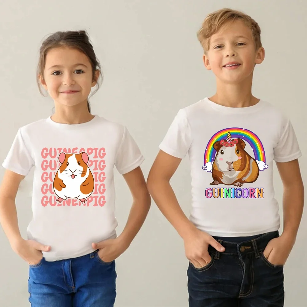 Boys Girls T-shirt Guinea Pig Funny Animals Print Cute Kids Short Sleeve T shirt Children Clothes Summer Baby Tops Tees,HKP5857