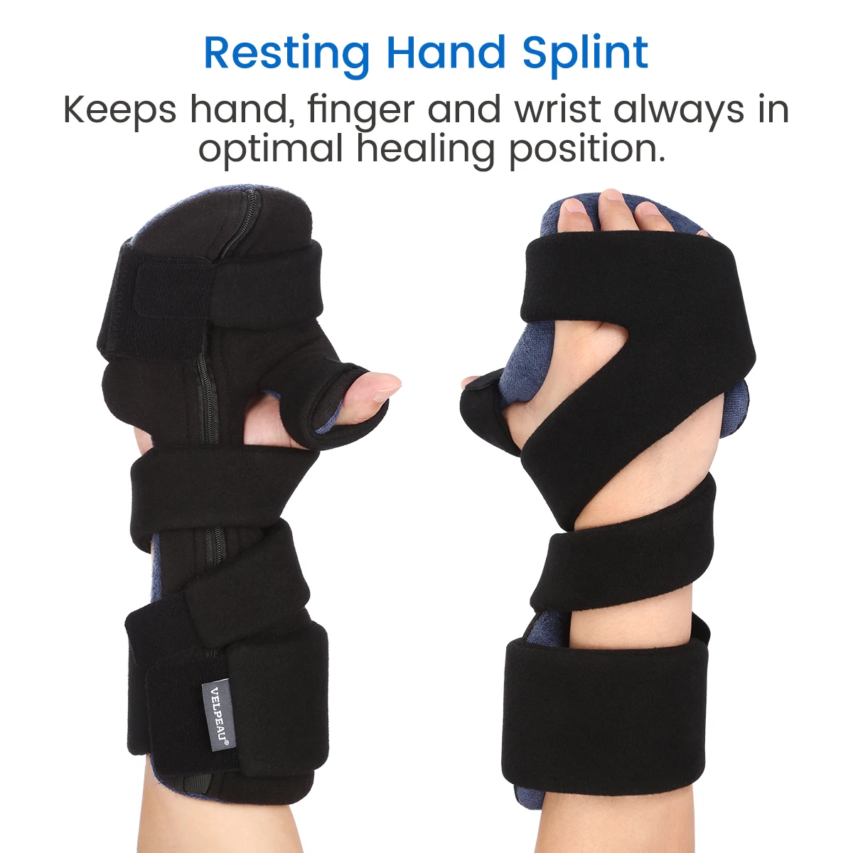 VELPEAU Hand Splint Adjustable for Carpal Tunnel Syndrome, Sprain and Arthritis Wrist Brace Immobilizer Fixs the Stroke Finger